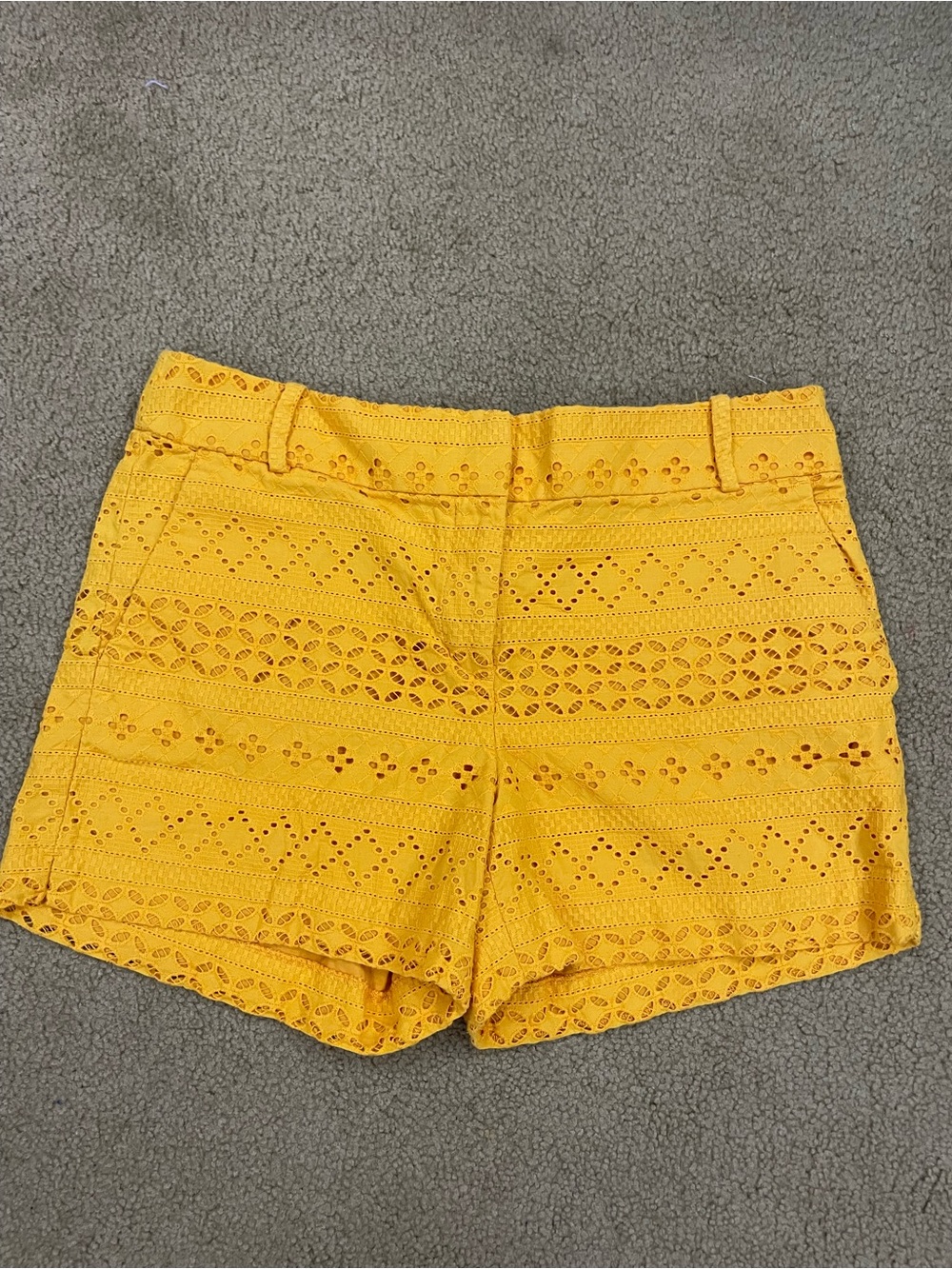 LOFT Yellow Eyelet High-Waist Shorts size 8